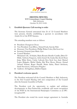 Minutes of 2013 Council Meeting on October 30