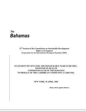Bahamas on Behalf of the Caribbean Community (Caricom)
