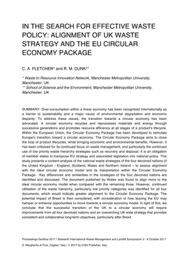 Alignment of Uk Waste Strategy and the Eu Circular Economy Package