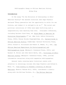 1 Bibliographic Essay on African American