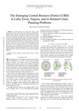 In Lafia Town, Nigeria, and Its Related Urban Planning Problems
