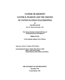 Lester B. Pearson and the Peacekeeping Concept, 1930-55