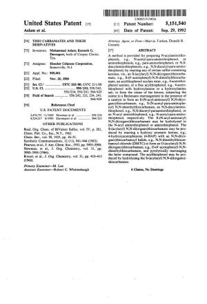 ||||IIIHIIIHIIII USOO5151540A United States Patent (19) 11) Patent Number: 5,151,540 Aslam Et Al
