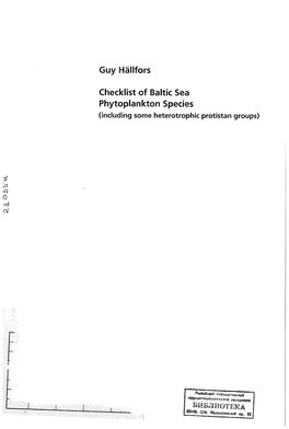 Guy Hallfors Checklist of Baltic Sea Phytoplankton Species