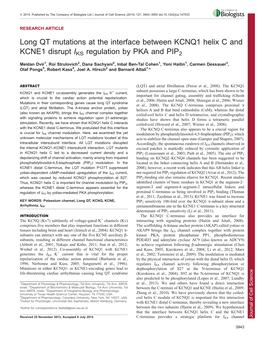 Long QT Mutations at the Interface Between KCNQ1 Helix C And