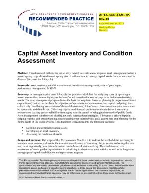 Capital Asset Inventory and Condition Assessment