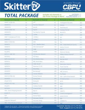 TOTAL PACKAGE Includes All Channels In
