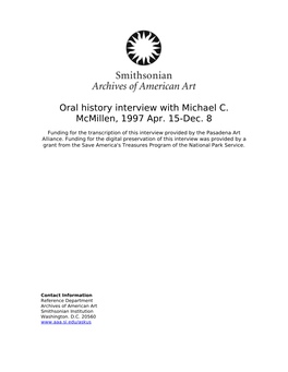 Oral History Interview with Michael C. Mcmillen, 1997 Apr. 15-Dec. 8