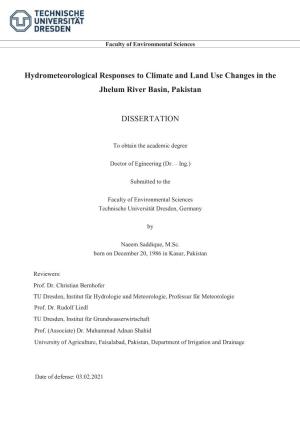 Hydrometeorological Responses to Climate and Land Use Changes in the Jhelum River Basin, Pakistan