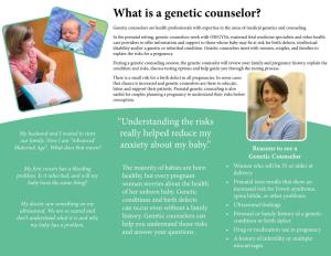 Prenatal Genetic Counseling Is Also Useful for Couples Planning a Pregnancy to Understand Their Risks Before Conception