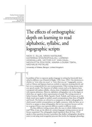 The Effects of Orthographic Depth on Learning to Read Alphabetic, Syllabic, and Logographic Scripts