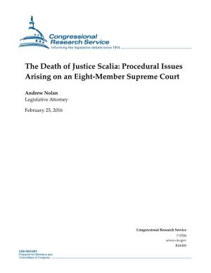 The Death of Justice Scalia: Procedural Issues Arising on an Eight-Member Supreme Court