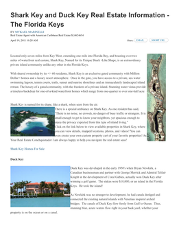 Shark Key and Duck Key Real Estate Information - the Florida Keys by MYKAEL MARINELLI Real Estate Agent with American Caribbean Real Estate SL0624654