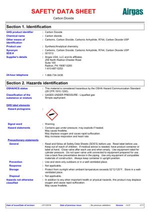 Download the Carbon Dioxide Liquid (Airgas) Safety Data Sheet