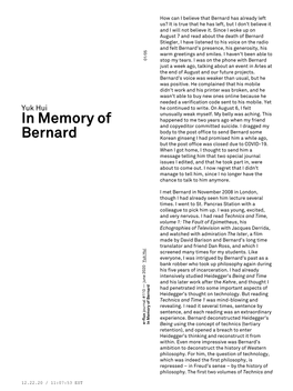 In Memory of Bernard