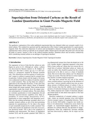 Superinjection from Oriented Carbyne As the Result of Landau Quantization in Giant Pseudo-Magnetic Field