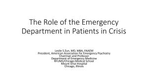 The Role of the Emergency Department in Care of the Psychiatric Patient