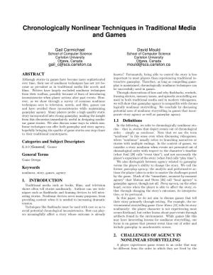 Chronologically Nonlinear Techniques in Traditional Media and Games