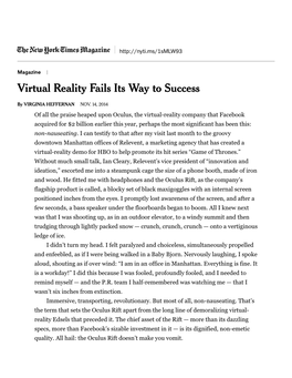 Virtual Reality Fails Its Way to Success