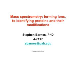 Mass Spectrometry:Spectrometry: Formingforming Ions,Ions, Toto Identifyingidentifying Proteinsproteins Andand Theirtheir Modificationsmodifications