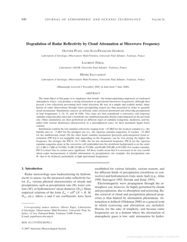 Degradation of Radar Reflectivity by Cloud Attenuation at Microwave Frequency