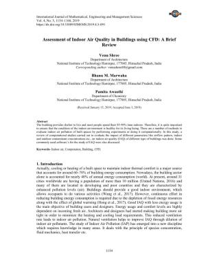 Assessment of Indoor Air Quality in Buildings Using CFD: a Brief Review