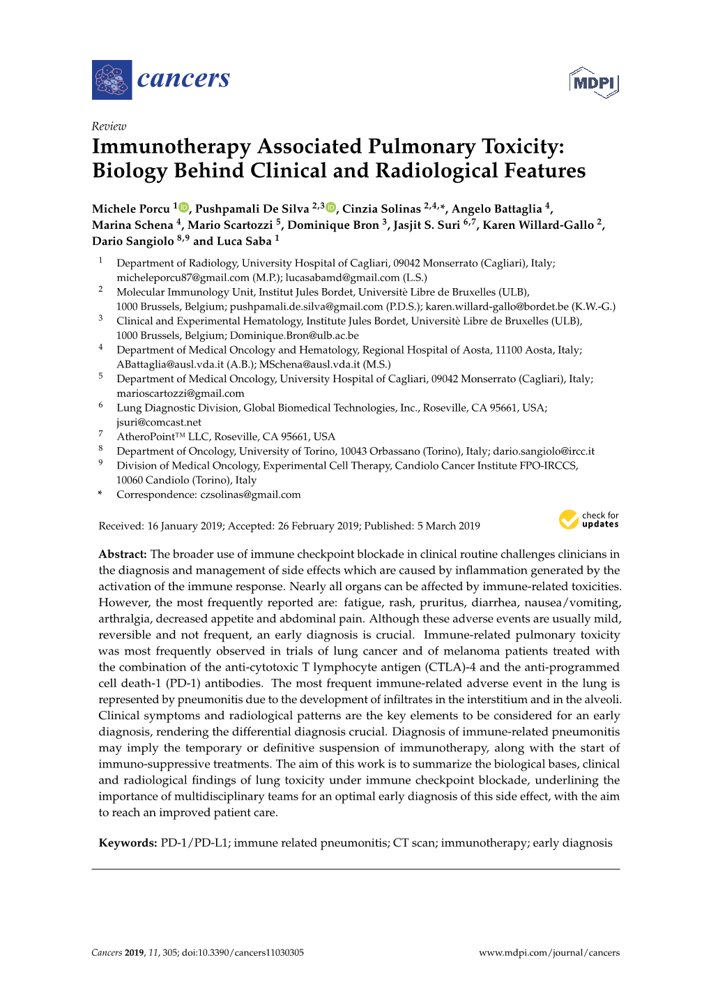 Immunotherapy Associated Pulmonary Toxicity: Biology Behind Clinical and Radiological Features