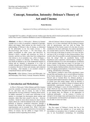 Concept, Sensation, Intensity: Deleuze's Theory of Art and Cinema