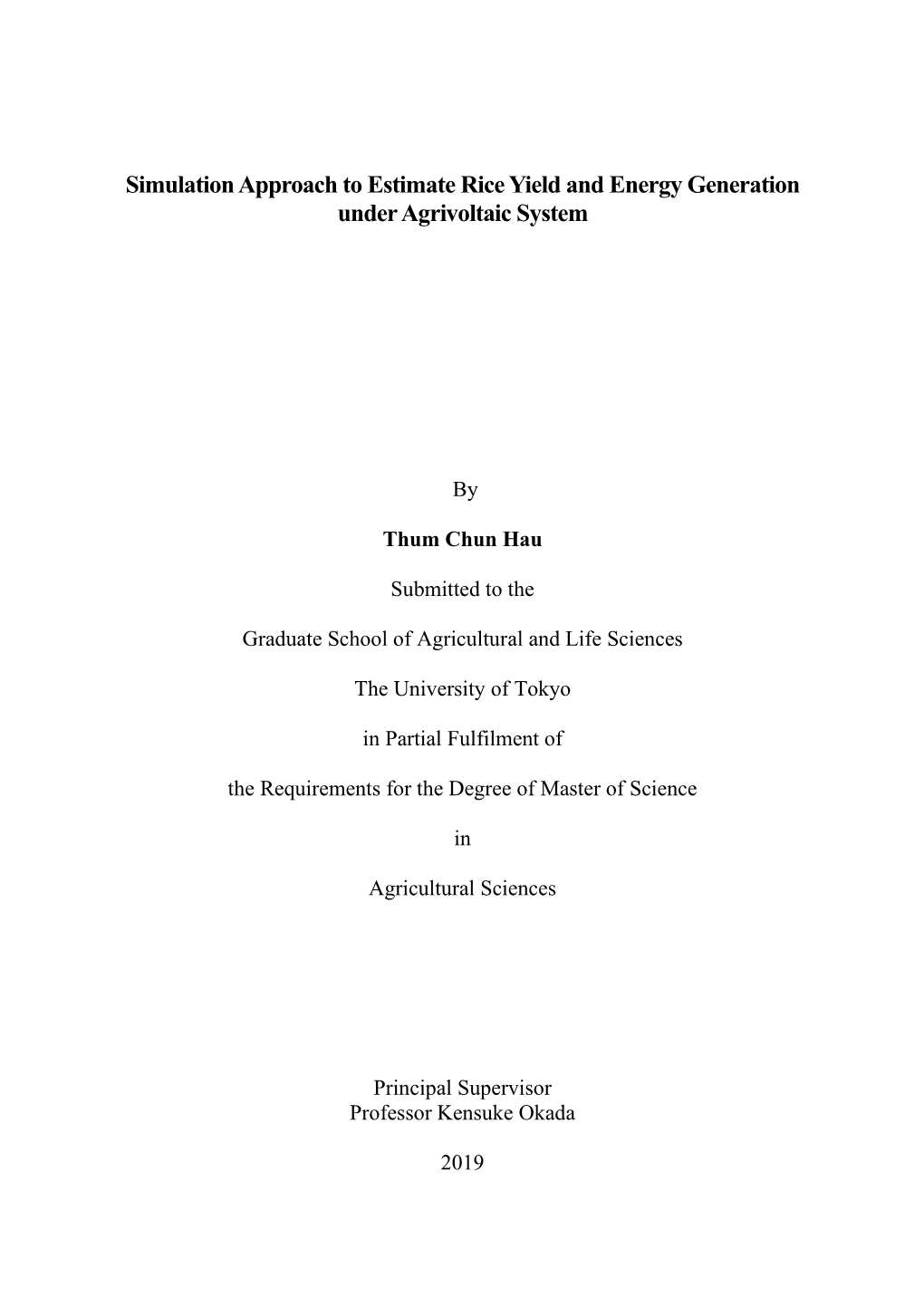 Simulation Approach to Estimate Rice Yield and Energy Generation Under Agrivoltaic System