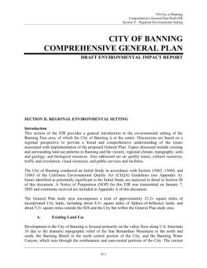 City of Banning Comprehensive General Plan/Draft EIR Section II – Regional Environmental Setting