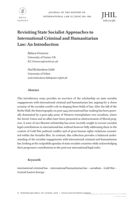 Revisiting State Socialist Approaches to International Criminal and Humanitarian Law: an Introduction