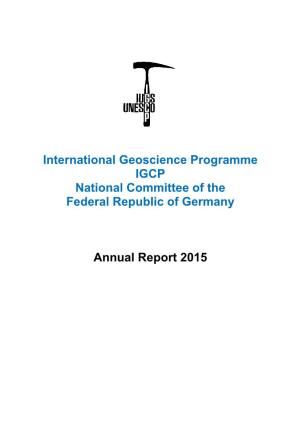 International Geoscience Programme IGCP National Committee of the Federal Republic of Germany