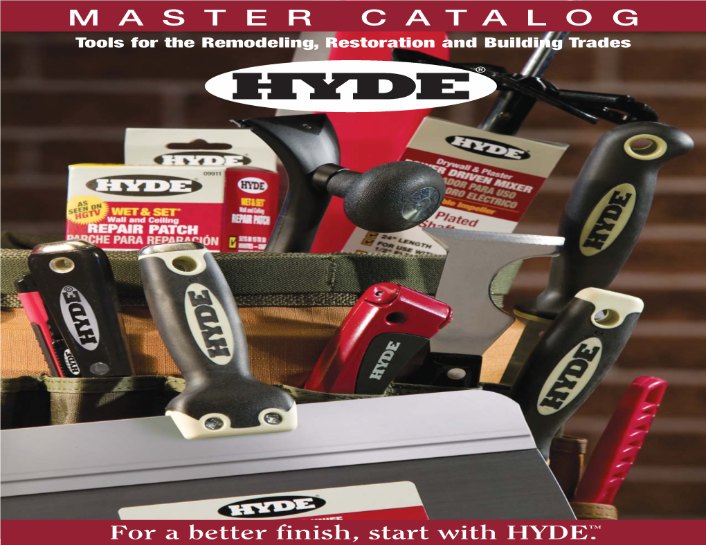 MASTER CATALOG Tools for the Remodeling, Restoration and Building Trades