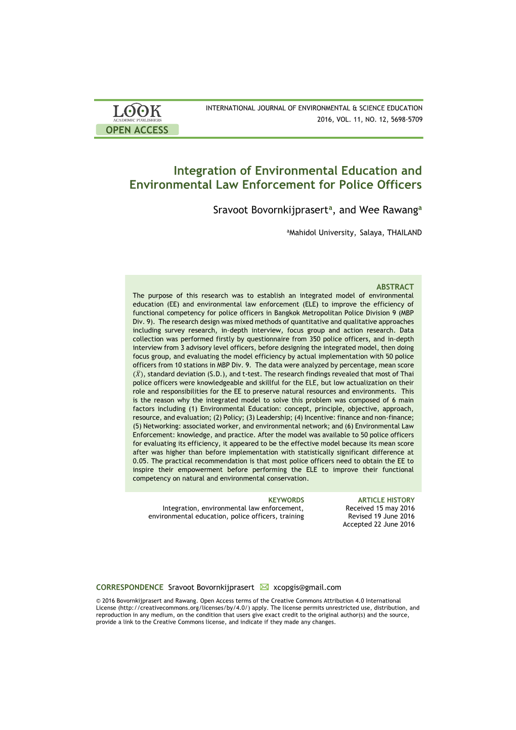 Integration of Environmental Education and Environmental Law Enforcement for Police Officers