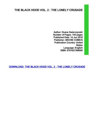 {Download PDF} the Black Hood Vol. 2 : the Lonely Crusade Ebook, Epub