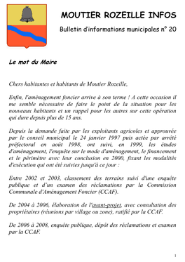 Moutier Rozeille Infos