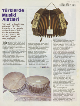 Türklerde Musiki Aletleri Türklerin Kullandıkları Çalgıların Birçoğu Kavimlere De Geçmiş Ve Benimsenmiştir