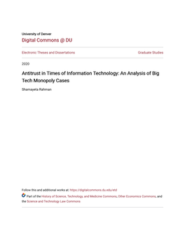 Antitrust in Times of Information Technology: an Analysis of Big Tech Monopoly Cases