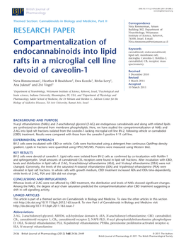 Compartmentalization of Endocannabinoids Into Lipid Rafts In
