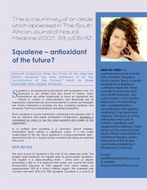 Squalene – Antioxidant of the Future?