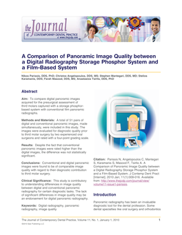 A Comparison of Panoramic Image Quality Between a Digital Radiography Storage Phosphor System and a Film-Based System