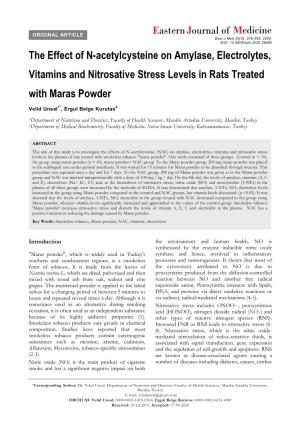 The Effect of N-Acetylcysteine on Amylase, Electrolytes, Vitamins and Nitrosative Stress Levels in Rats Treated with Maras Powder