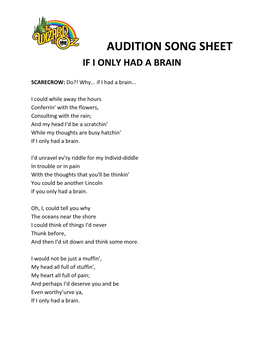 ​Audition Song Sheet If I Only Had a Brain