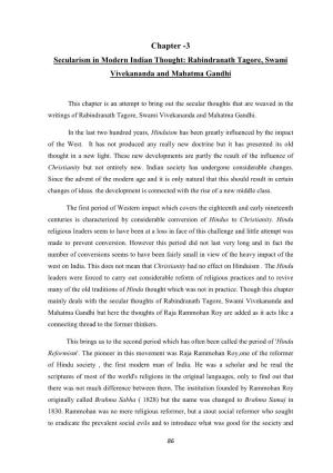 Chapter -3 Secularism in Modern Indian Thought: Rabindranath Tagore, Swami Vivekananda and Mahatma Gandhi
