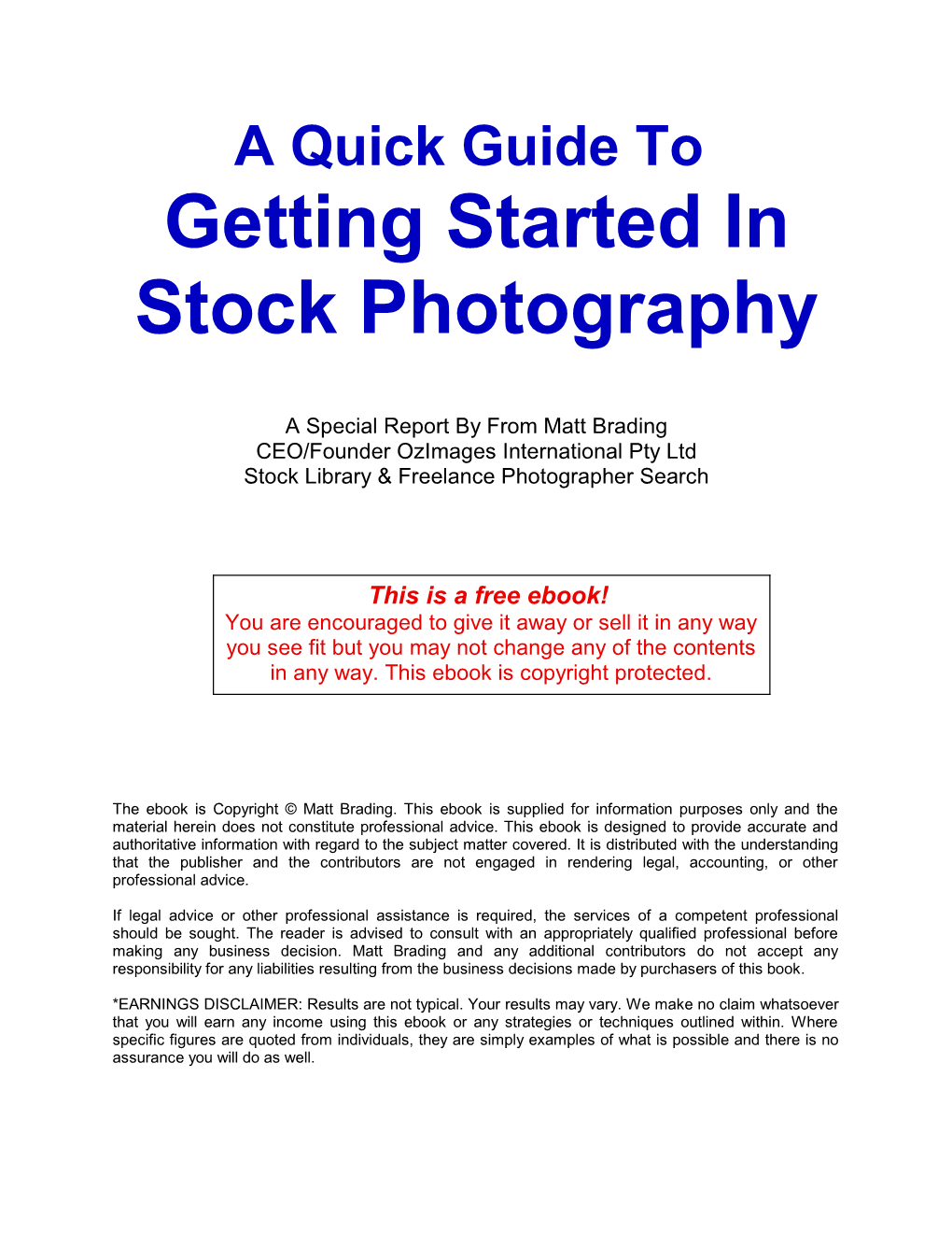 Getting Started in Stock Photography