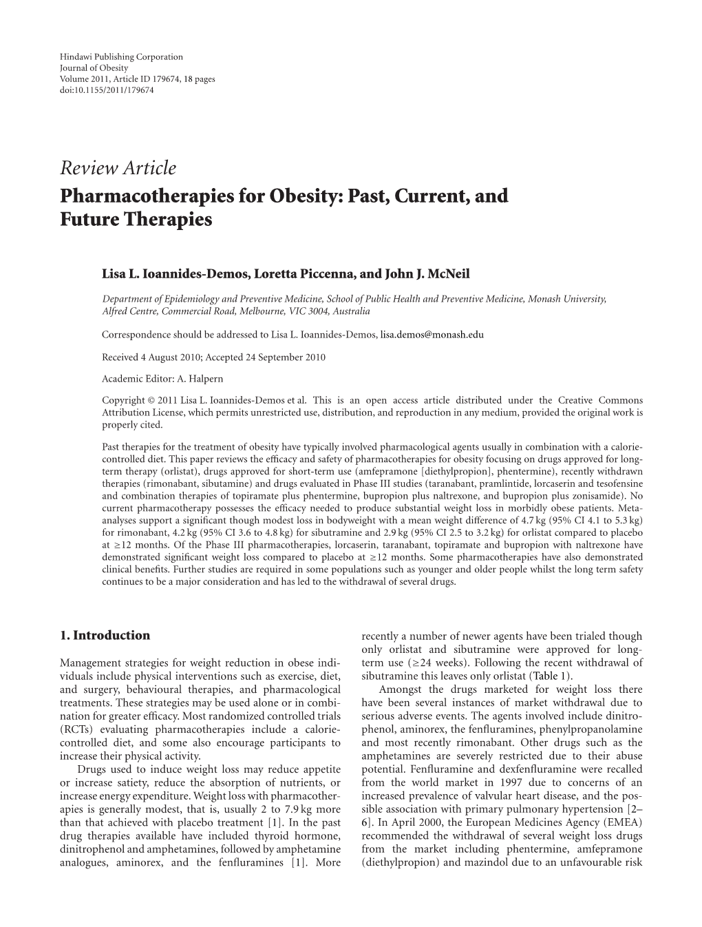 Pharmacotherapies for Obesity: Past, Current, and Future Therapies