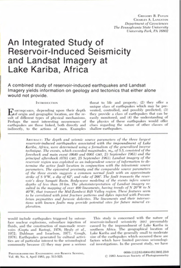 An Integrated Study of Reservoir-Induced Seismicity and Landsat Imagery at Lake Kariba, Africa