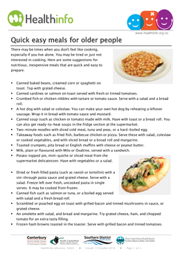Quick Easy Meals for Older People