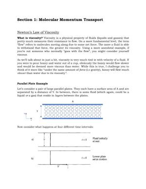 Section 1: Molecular Momentum Transport