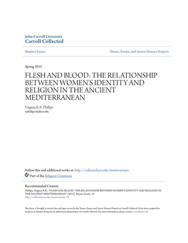 THE RELATIONSHIP BETWEEN WOMEN's IDENTITY and RELIGION in the ANCIENT MEDITERRANEAN Virginia K.R